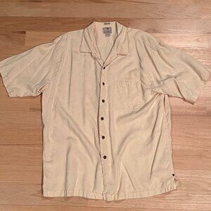 Luau Finest Silk Button-Down Shirt - Yellow Cream, Size XXL
